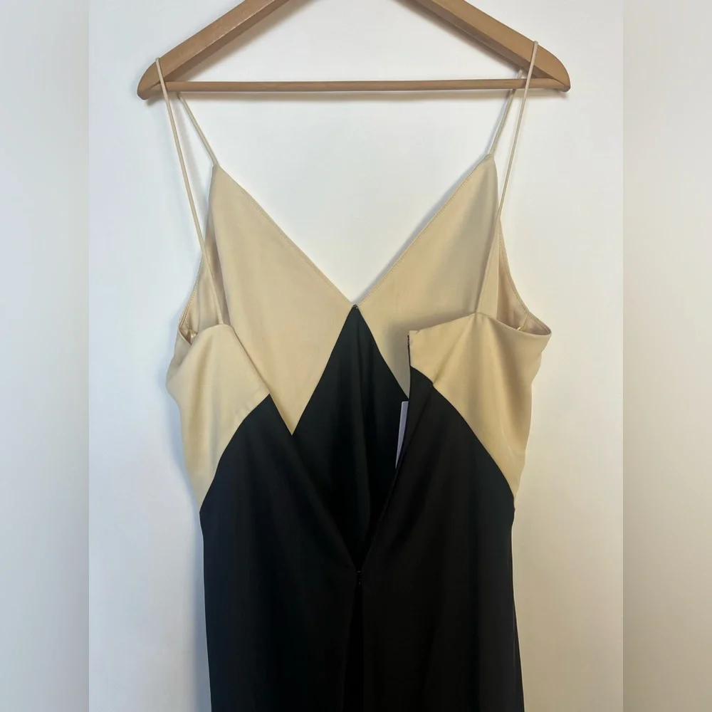 Mango Two-Tone Lingerie Maxi Dress Black Cream Colorblock NWT Size‎ M - Picture 11 of 13